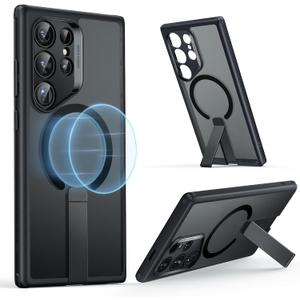 ESR for Samsung Galaxy S24 Ultra Magsafe Case with Kickstand, Wireless Charging Compatible with Magnetic, 3 Stand Modes, Military-Grade Protection, Shockproof Case Slim Fit for S24 Ultra, Black