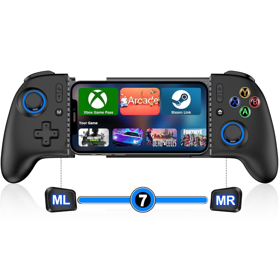 LIFUFUTEE Mobile Gaming Controller for iPhone/Android, Wireless Phone Controller with Hall Joysticks/Triggers, Mobile Controller Support Phone Case for Xbox Game Pass, Steam Link & More, Black