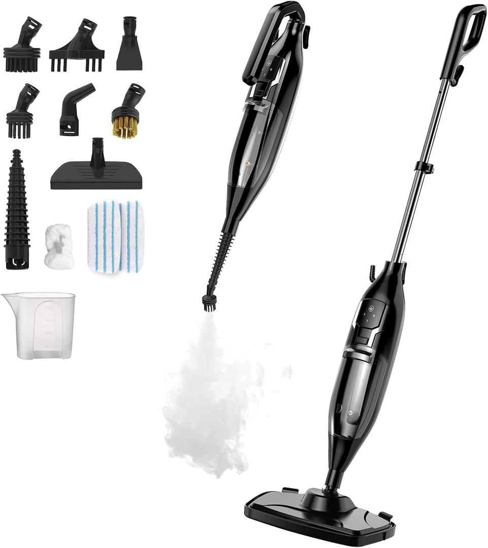 Steam Mop, 12-in-1 Powerful Handheld Steam Cleaner Detachable Steam Mops for Floor Cleaning, 565ML Removable Tank, 23FT Power Cable, MultiPurpose Steamer for Hardwood, Tile, Grout, Furniture, Henna