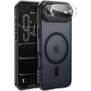 Yzoiko Magnetic for iPhone Air case, with Camera Lens Protector [10Ft Military-Grade Protection] Compatible with fit MagSafe Slim case for iPhone 17 Air 6.5 inch, Black Bumper