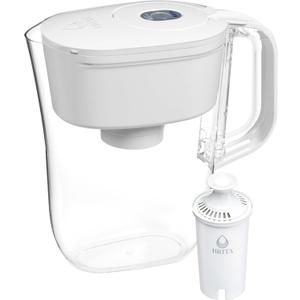 Brita Small 6 Cup Denali Water Filter Pitcher with 1 Brita Standard Filter, Made Without BPA, Bright White