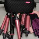 5 in 1 Automatic Rotating Curling Iron Set, CrazyMar Curling Wand Set - 5 Barrels (3/4,1,1/4 Inch) Dual Voltage Curling Wand for Professional Hair Styling, Travel, Ceramic Coating (Black)