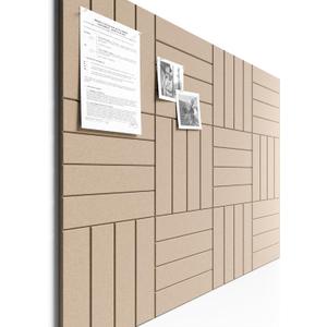 Bumusty Large Cork Board Alternative-48 x 36" Felt Bulletin Board Tiles, with 30 Pushpins, 70 Adhesive Tabs, 12-Pack Slat Wall Paneling, Cork Boards for Office Push Pin Board Felt Board-Taupe