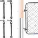 4 Pcs Farm Gate Hinges Set 5/8" J-Bolt Post Hinge for Chain Link Fence Gate 10" Galvanized Steel Gate Hinge Nuts & Washers Included