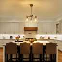 3 Light Brushed Nickel Dining Room Light Fixture,Modern Kitchen Chandeliers Over TableAdjustable Height Industrial Hanging Pendant Lights for Kitchen Island with Glass Shade