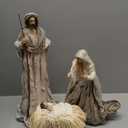 Large Holy Family Christmas Nativity Set, 3 Pieces, 17.5 Inch Tall, Fabric & Resin