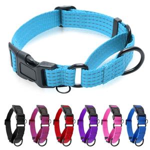 JOOCPUP Martingale Collar for Dogs, Reflective Heavy Duty with Quick Release Nylon Buckle, No Pull Training Choker for Walking, Training, Sky Blue,M