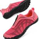 Scurtain Unisex Mens Womens Water Shoes Athletic Sports Aqua Shoes Barefoot Hiking Water Shoes Quick Dry Yoga Pool Swim Surf Beach Walking Shoes with Zipper (Rose Black)
