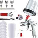 R500 LVLP Spray Gun, Automotive Paint Spray Gun Kit with 3 Nozzles 1.3/1.5/1.7mm,10pcs 20 Ounce (600ml) Disposable Paint Mixing Cup Kit for Car Primer Basecoat Clear Coat