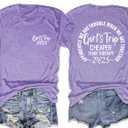 Girls Trip Shirts for Women Girl's Trip 2025 Letter Print Tshirt Novelty Crewneck Summer Vacation Travel Beach Top, Lilac, S