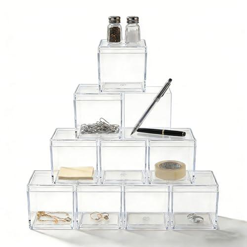 KissYou Acrylic Box with Lid, Clear Candy Boxes Acrylic Square Cube 12 Pieces Display Box, Transparent Jewelry Storage Box, Graduation Party Decorative Boxes