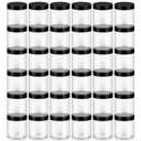 Loretoy 36 Pack 8 OZ Household Plastic Jars with Lids, BPA Free, Reusable, Refillable Transparent Cosmetic Containers for Bath Salts, Cosmetics, Powders, Beauty Product and Small Accessories, Black