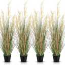 Jexine 4 Pcs Tall Artificial Grass Plant 4 ft Potted Artificial Greenery Floor Plants Faux Pampas Grass Tall in Pot for Housewarming Gift House Garden Bathroom Lobby Outdoor Decoration