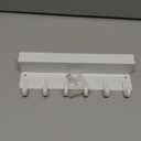 VIS'V Key Holder Wall Mount, Compact Adhesive Key Rack with Tray, 6 Hooks, 2 Mount Options, White