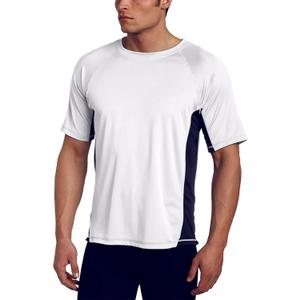 Kanu Surf Men's Swim Shirt with Short Sleeves  UPF 50+ Rash Guard Quick-Dry Fabric (Large, White/Navy)