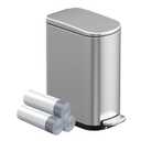 WFRWFR 2.6 Gal Bathroom Trash Can with Soft Close Stay Open Lid, Small Rectangular 10L Stainless Steel Waste bin for Narrow Space, Waterproof, Odor Protection, Silver