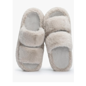Womens Fuzzy Open-toe Slippers Fluffy Soft Comfy Memory Foam Indoor House Shoes Faux Fur, Size 9-10