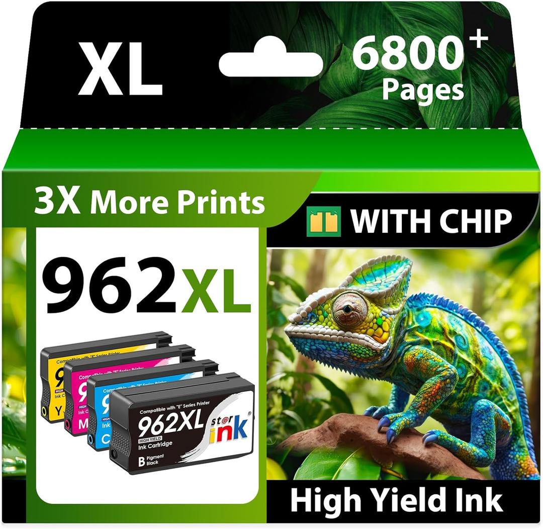 Starink Compatible 962XL Ink Cartridges Combo Pack, Replacement for HP 962XL Ink, Replacement for HP 962 Ink, Compatible with HP OfficeJet Pro 9010 9015 9018 9020 9025 Printers, 4 Pack, Latest Chip