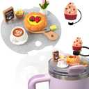 Cup Lid Accessories for Stanley 40 Oz Cup With Silicone Straw Cap, Charms for Tumblers, Miniature Cake Pie & Coffee Decorations for Special Giftsb 2 PACK