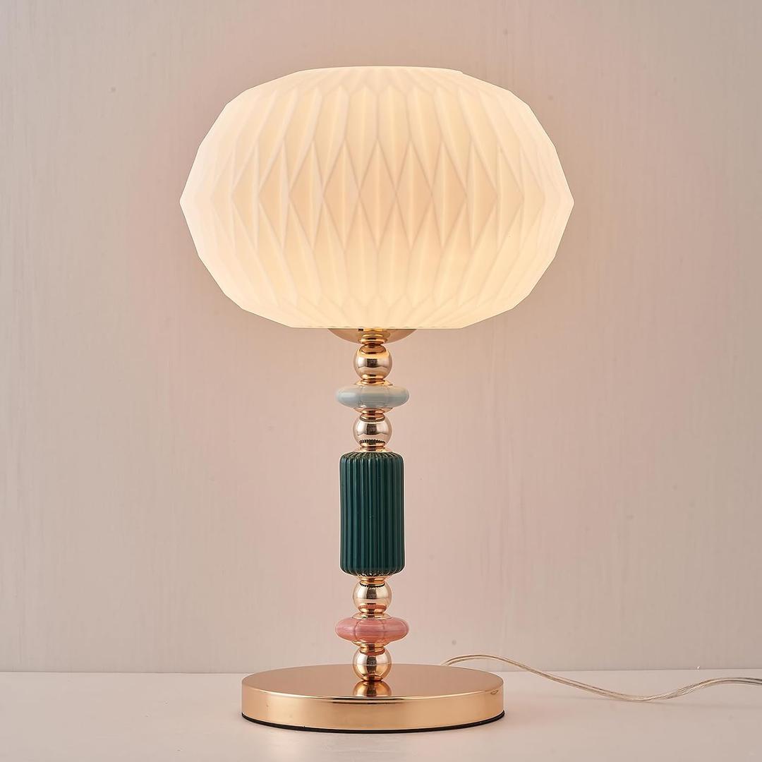  Milk White Glass Shade Table Lamp Modern Metal Desk Lamp with Plug Cord Switch for Bedroom Living Room