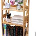 Hedume Bookcase, 3-Tier Open Shelf Bookcase, Small Bamboo Bookshelf, Bamboo Natural Shelving, Book Organizer Storage Open Shelf Rack, Display Shelves for Bedroom, Living Room, Office, Bathroom