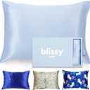 Blissy Toddler Silk Pillowcase - 100% Pure Mulberry Silk - 22 Momme 6A High-Grade Fibers - Soft and Gentle Silk Pillowcase for Kids Hair and Skin (Youth 18 x 24 in, Baby Blue)