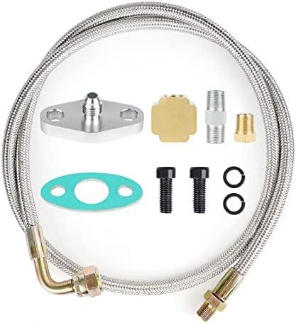 YESHMA Turbo Oil Feed Line Kit Compatible with T3 T4 GT35 T70 T66 T61 T60 T04E T04 GT32 GT40 GT42 GT4088R GT4049R GT42R/RS GT4294R GT4202R Turbocharger 41" Braided Stainless Steel with 1/8 NPT Fitting