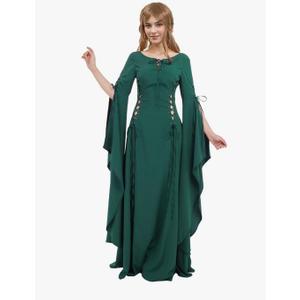Renaissance Dress Medieval Costume Women Exclusive Medieval Wedding Dress with Long Trailing Sleeves Size M