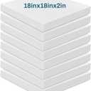 Frienda 8 Pack 2" x 18" x 18" Upholstery High Density Foam Cushion 50 ILD Replacement Square Cut to Size Foam Couch or Commercial Dinning Chair Couches Chair Padding DIY Projects