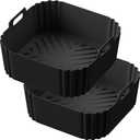 AF140 UK Silicone Air Fryer Liners for Ninja Air Fryer AF180 AF181, for COSORI 5.5 6L, 2pcs Reusable Airfryer AF141 UK Silicone Trays for Philips HD9270, 9 Inch Square Non-Stick Air Fryer Acc