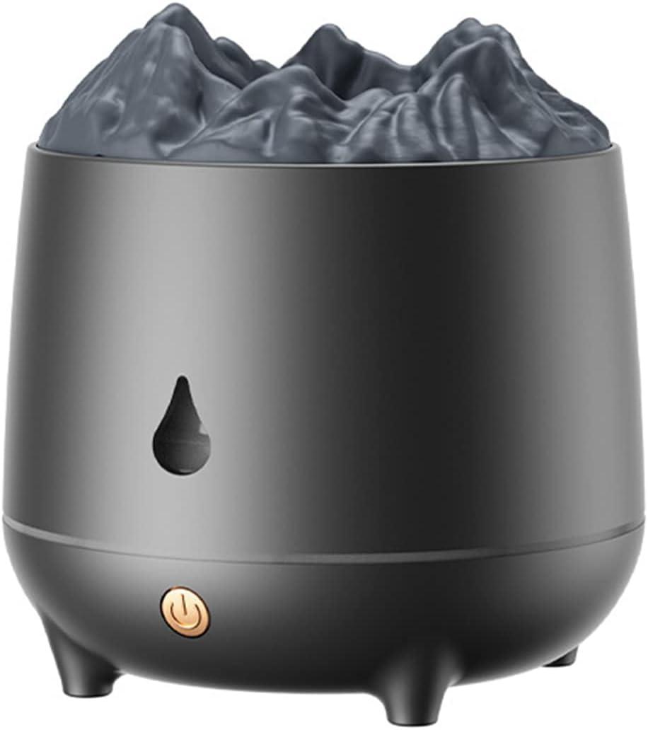 Volcano Flame Diffuser, Aromatherapy Essential Oil Diffuser, 400ml Ultrasonic Cool Mist Humidifier for Bedroom,Office,Home,Yoga, Timer & Auto Shut-Off, Colorful Ambient Night Light (Black)