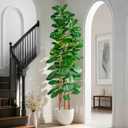 Artificial Fiddle Leaf Fig Tree 7FT, Faux Fig Tree Indoor with Natural Wood Trunk & Realistic Leaves with Moss Pot Fake Ficus Tree Large Faux Floor Plant for Living Room Home Decor, House Plant