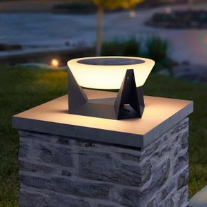 Solar Post Light, 15" Outdoor Column Pillar Lamp IP54 Waterproof Modern 3000K LED Lantern Large Landscape Lighting Fixture for Patio Yard Garden Pathway Backyard Outside Entrance