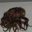11 Inch Hair Topper for Women with Thinning Hair,Wavy Clip-In Wig Topper with Curtain Bangs, Synthetic Hairpiece for Daily Wear(Dark Ash Brown with Highlights)