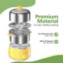 Hard Boiled Egg Cooker - CACHOO 14-Egg Rapid Stainless Steel Egg Boiler with 30-Min Timer & Auto Shut Off, Compact Electric Vegetable Steamer for Cooking, Dishwasher Safe, Retro Yellow