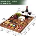 Serving Tray with 5 Removable Snack Boxes,Acacia Wood Snack Tray for Parties and Entertaining, Movie Night, Coffee Table and Charcuterie Serving