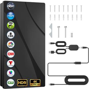 2026 Amplified TV Antenna, 3600+ Miles Range for Local Channels High-Gain HDTV Antenna with Amplifier Supports 8K 4K 1080p All Smart/Old TVs, 35ft Coaxial Cable