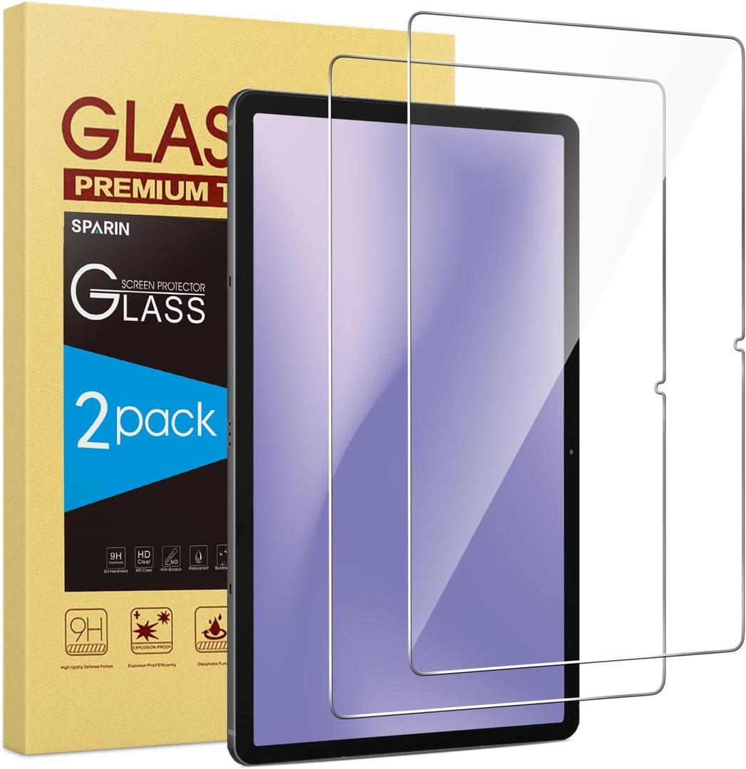 SPARIN Screen Protector for Samsung Galaxy Tab S10 Plus/S9 Plus/S9 FE Plus/S7 FE 5G/S8+ 12.4 Inch, HD Tempered Glass for galaxy Tablet S10+, Anti-Scratch, High Response -2 Pack (12.4 inch)