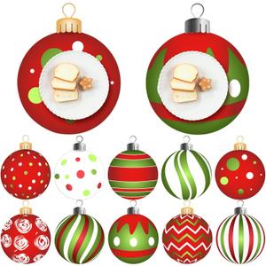 Tinlade 100 Pcs Disposable Christmas Balls Placemats 13 Inch Diameter Paper Red Green Round Christmas Place Mats for Festival Table Xmas Holiday Party(Classic)