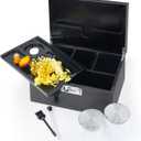 SENSUNIQ Large Wooden Box, Locked Storage Decorative Box with Combination Lock, Wood Lock Box with Lid, Wooden Locked Storage Box with Removable Tray and Jars (Black Box Set)