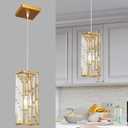 Gold Pendant Lighting Modern Pendant Light, Mini Crystal Chandeliers,Adjustable Pendant Light Fixture for Kitchen Island Dinning Room Bedroom (1 Pack)