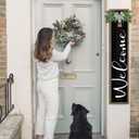 Welcome Sign for Front Porch Standing 45"X9" Large Outdoor Decor Rustic Vertical Leaner Wood Frame Porch Tall Welcome Signs for Farmhouse Outside Front Door Decorations (Wood Black)