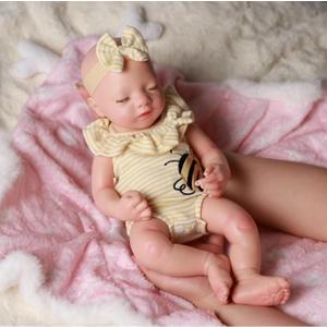 BABESIDE Silicone Baby Doll Lifelike Reborn Baby Dolls - 16 Inch (Weight 4 Lb) Full Platinum Silicone Reborn Baby Doll Slicone Full Body Anatomically Correct Sleeping Baby Girl with Gift Box (White)