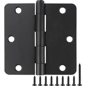 12 Pack Black Door Hinges Black Matte Black Hinges for Doors 3 1/2 Interior Door Hinges 3.5" x3.5 Inch Hinges Rounded 1/4" Raidus Standard Residential Bedroom Door Hinge Sturdy Door Hardware