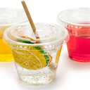 GOLDEN APPLE Cup series, 9oz Clear Plastic cups with Flat lids with hole 30sets, BPA Free