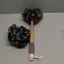 AmazerBath Shower Sponge Loofah Back Scrubber, PE Soft Mesh Loofah Body Scrubber with Long Wooden Handle, Bath Sponge for Men Women (Black)