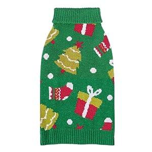 CuteBone Halloween Skull Dog Sweater for Medium Dogs Turtleneck Pet Winter Clothes Cat Apparel with Harness Hole (X-Small, 1# Halloween 3)