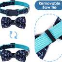 Azuza Anchor Dog Collar with Bow Tie, Soft and Comfortable Adjustable Bowtie for Medium Dogs