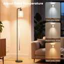 SIBRILLE Floor Lamp with Linen Shade, Dimmable Tall Standing Lamp with Remote Control & 3 Color Temperatures, Modern Floor Lamps for Living Room Bedroom Office Corner, 9W LED Bulb Included