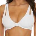 BECCA Women's Standard Modern Edge Underwire Bikini Top, Adjustable, Swimwear Separates (White, M)